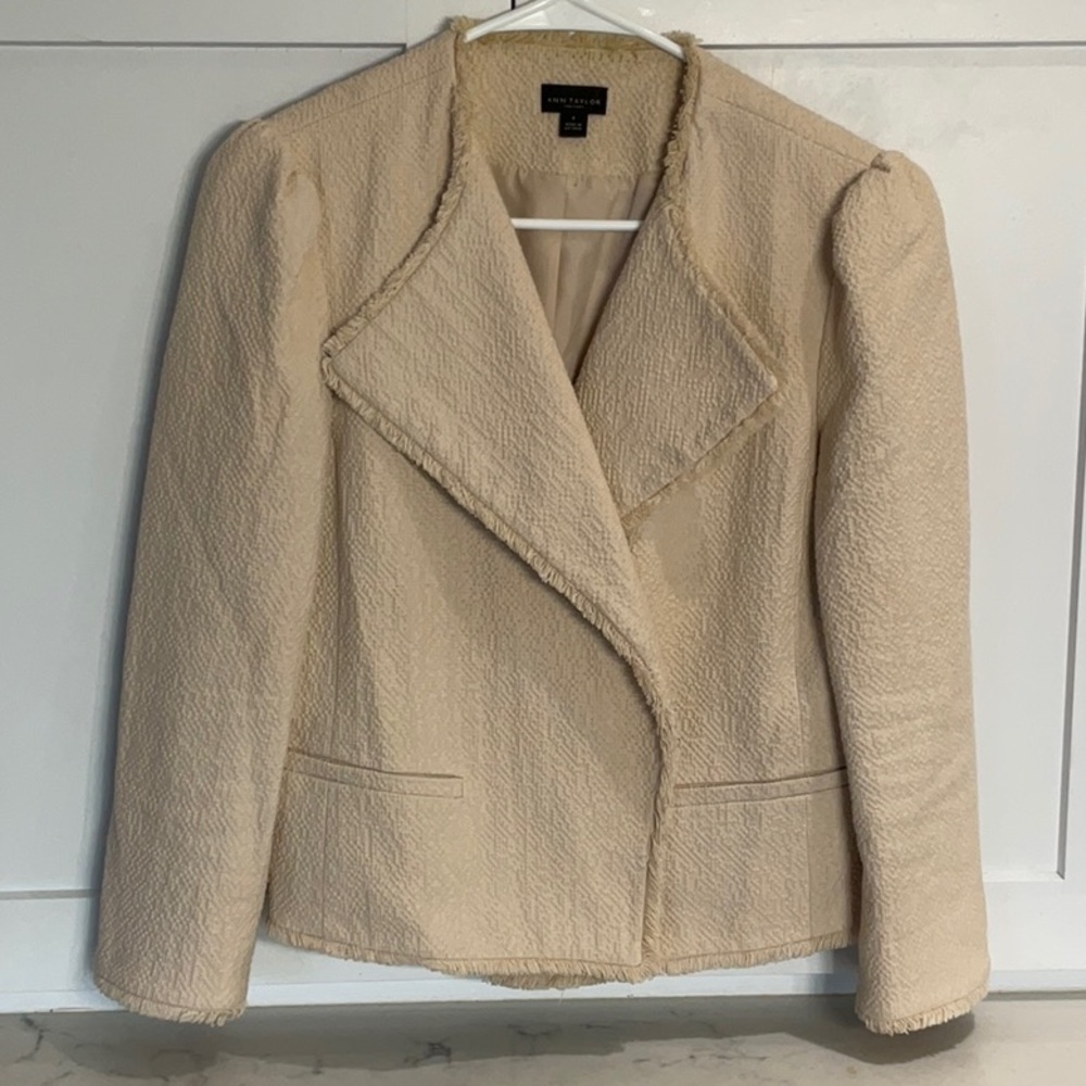 Banana Republic Cream Moto Blazer Jacket